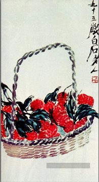Qi Baishi litchi fruit 2 vieux Chine encre Peinture à l'huile